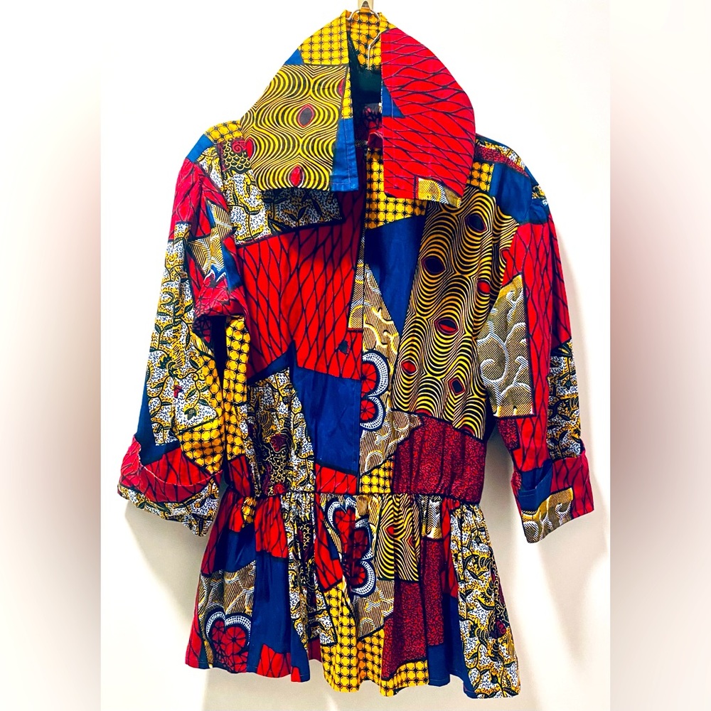 African print Peplum Blouse